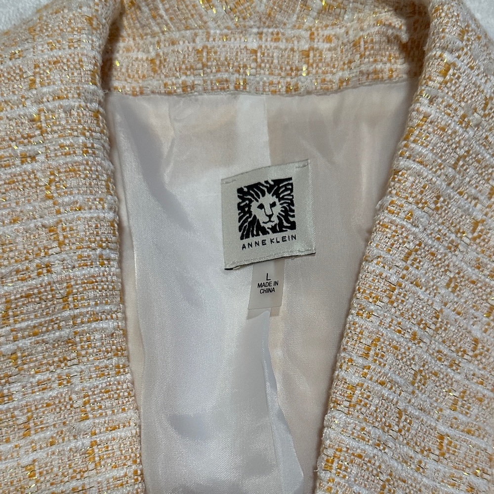 Anne Klein Women’s 3/4 Sleeve White, Yellow and Gold Blazer Size Large - Picture 5 of 7